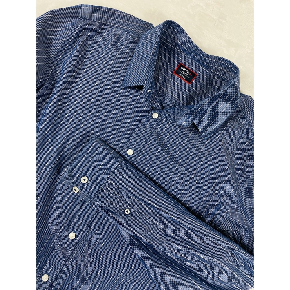 UNTUCKit Shirt Men Sz XL Blue Long Sleeve 100% Cotton Wrinkle Free Regular Fit
